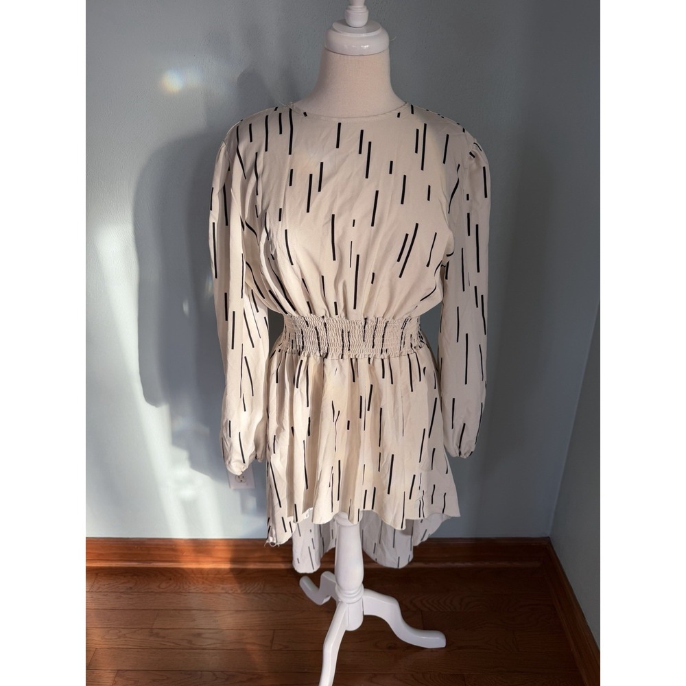 Unbranded‎ Abstract Print Cinched Waist Long Sleeve Shirt Dress Juniors Sz XL
